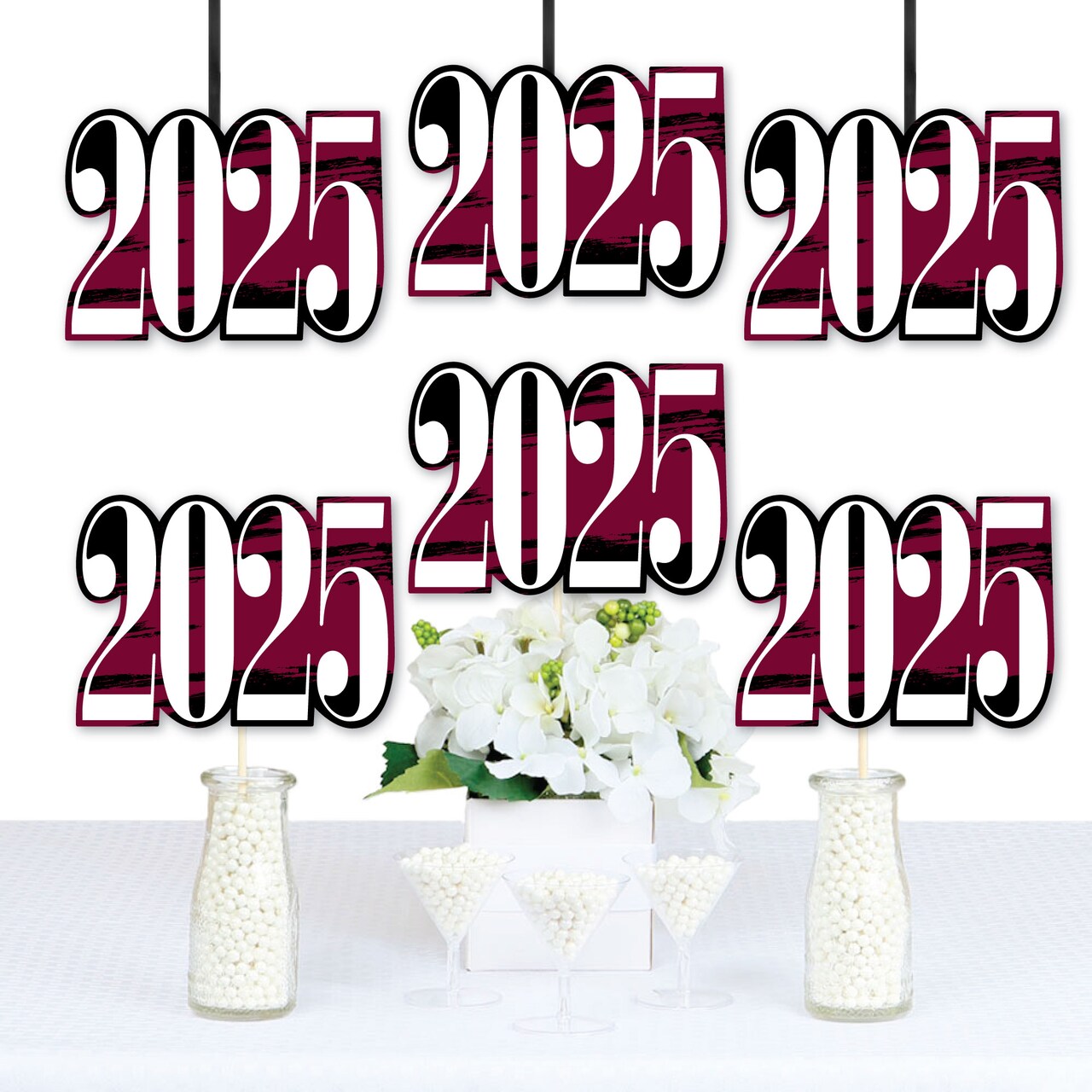 Big Dot of Happiness 2025 Maroon Graduation Decorations - DIY Party Essentials - Set of 20